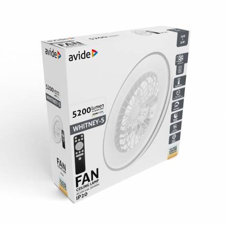 Plafonska lampa sa ventilatorom Whitney srebrna 48W